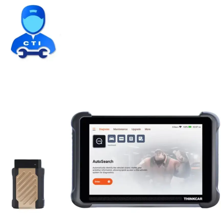 ThinkCar ThinkTool Expert 191 tablet front and back view with protective frame and 8MP camera