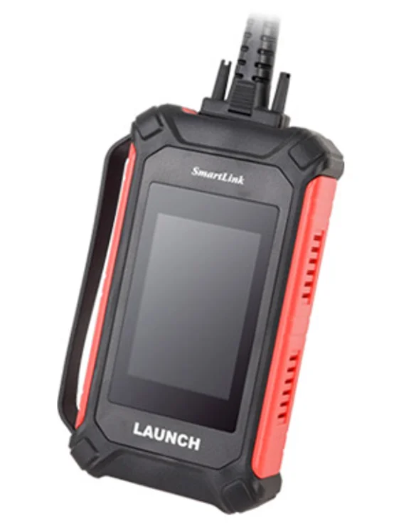 Launch SmartLink C V3.0 VCI labelled diagram — DB15 diagnostic port, 3.95-inch display, cooling vents, Type-B USB 2.0, LAN network port and DC 12V input