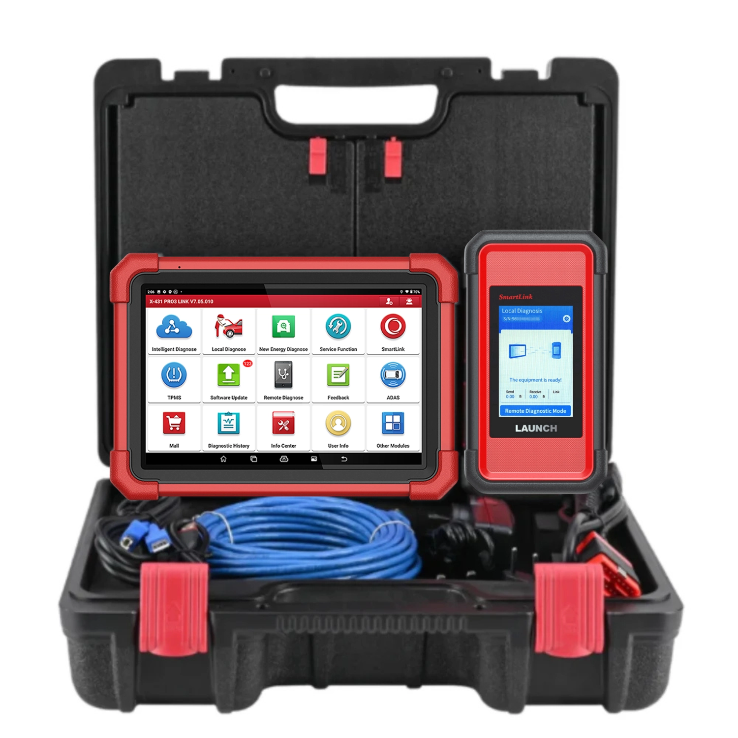 Launch X-431 PRO3 LINK 10.1-inch tablet with SmartLink C V2.0 VCI in open carry case