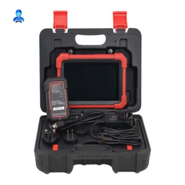 Launch X-431 PRO SE LITE in open carry case with DBScar VII VCI, power adapter and cables
