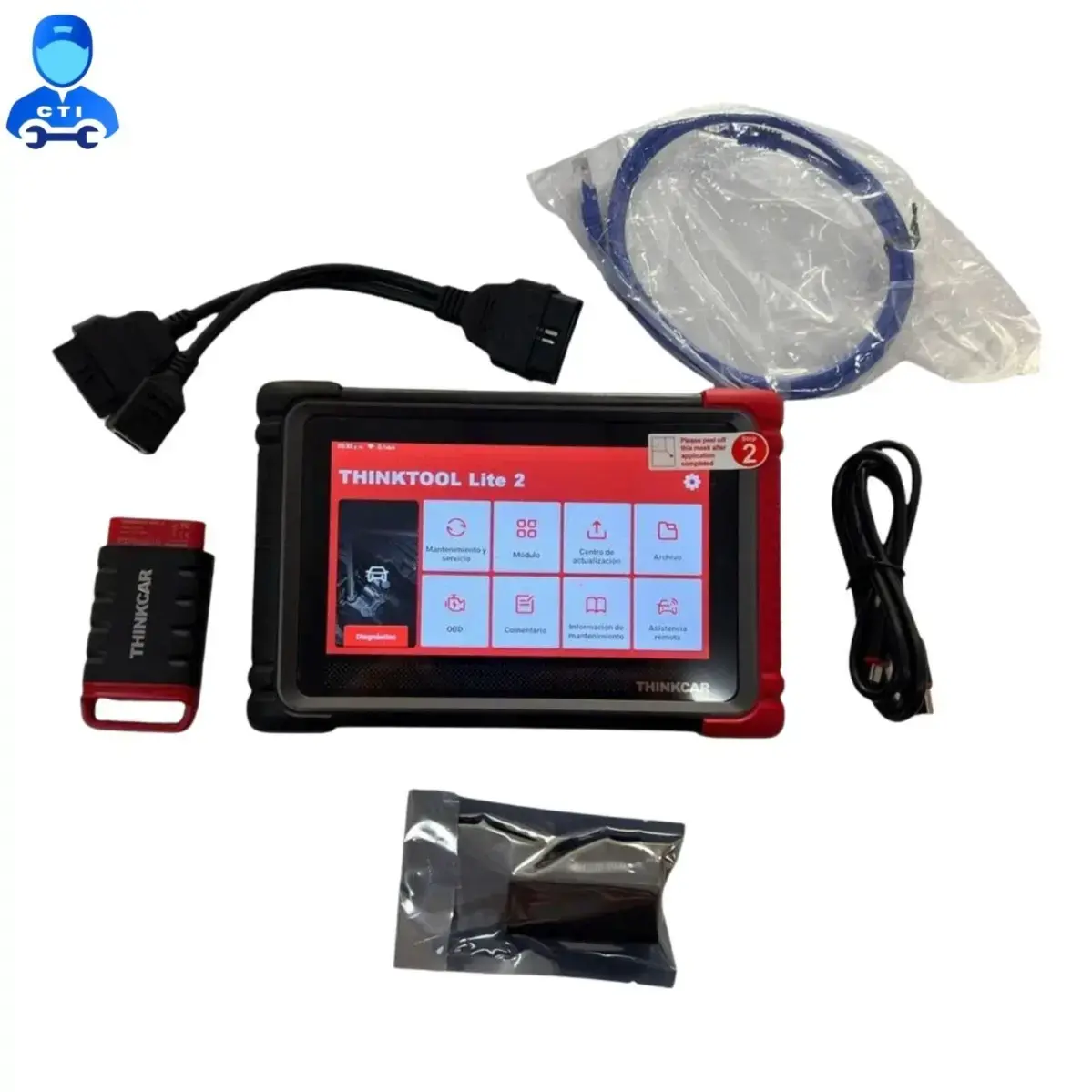 ThinkCar ThinkTool Lite 2 tablet front and back view with protective frame and 8MP camera