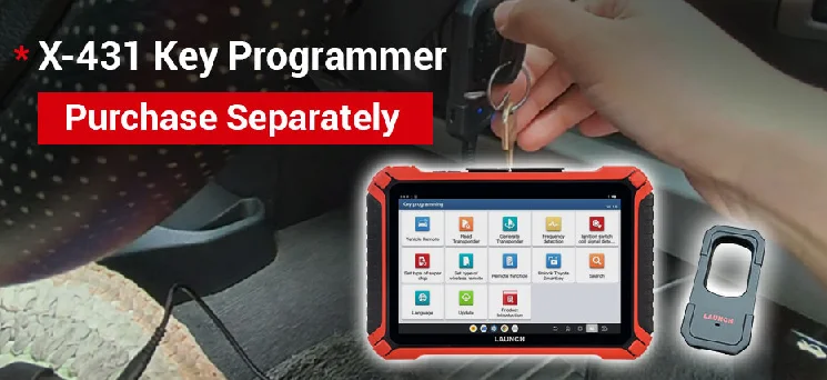 Launch X-431 Key Programmer add-on (purchased separately) — immobiliser and smart-key programming on the X-431 PAD 9 LINK