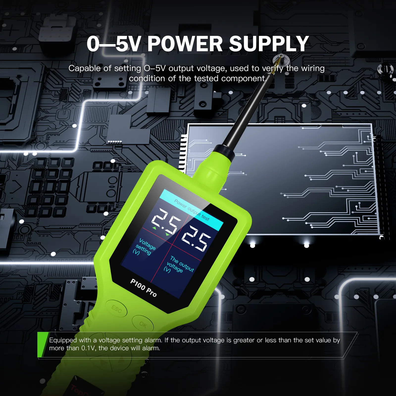 P100 Pro 0 to 5V adjustable power supply output test